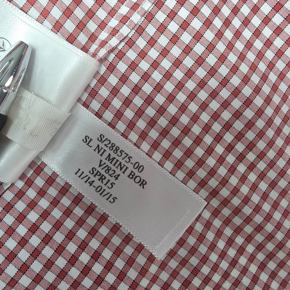 Banana Republic Men Red Gingham Button Down Shirt Non-Iron Slim Fit XL Long Slve
